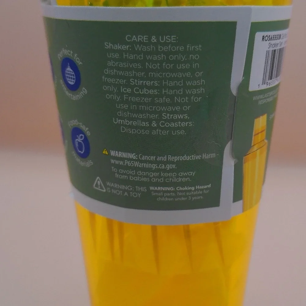 Last Sip Collective Yellow Lemon Cocktail Shaker Set 33 Pc Reusable Ice Cubes